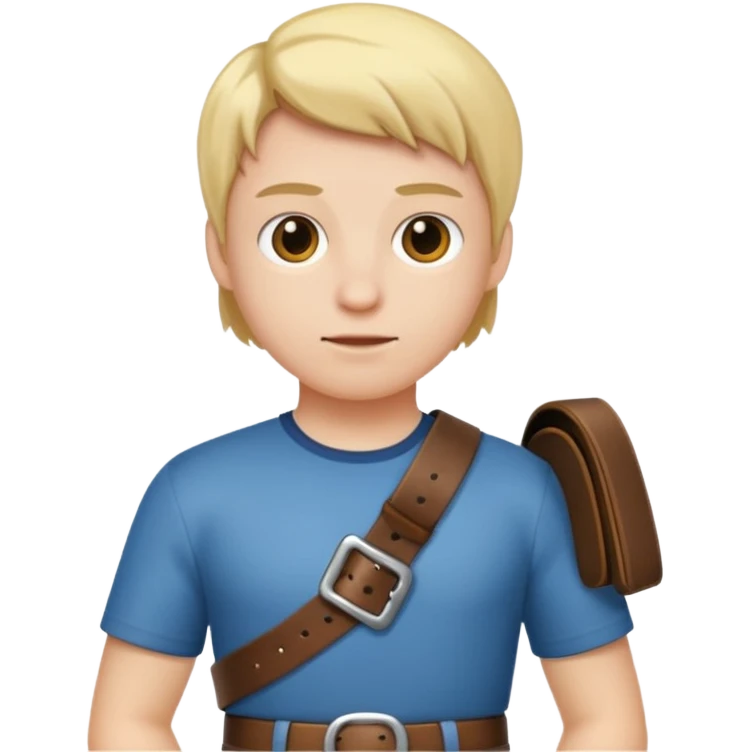 Person with straight face and belt in hand emoji