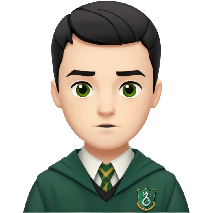 Jamie Yeates is Marcus Flint in harry potter, wear hogwarts slytherin uniform, short black hair, bulky face, often grimaced and bared his teeth emoji