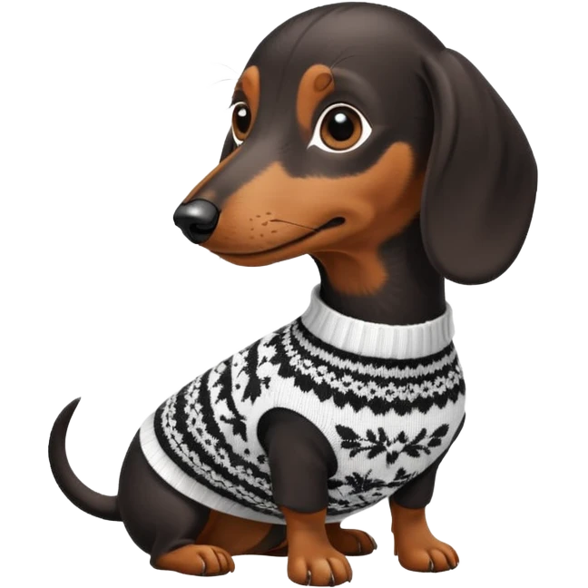 Bassotto ) in bianco e nero con vestitino in maglia emoji