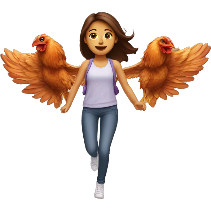 a girl flying with two bbq chicken wings on her back emoji