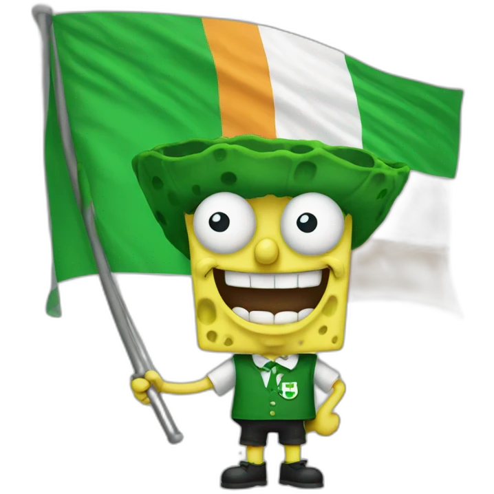 SpongeBob holding Ireland flag emoji