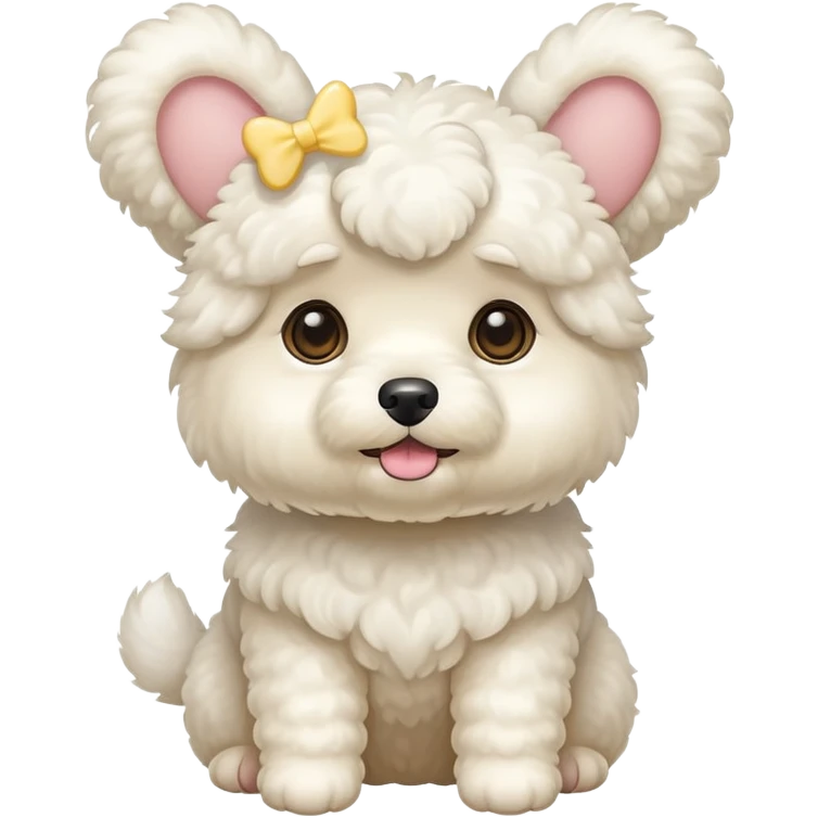 White Poochon with butter color ears emoji