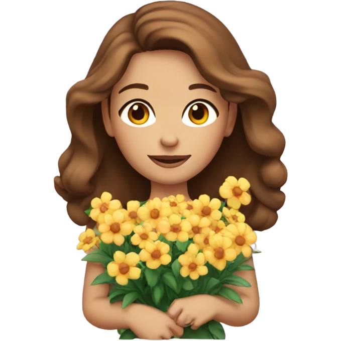 Brown hair model flower  emoji