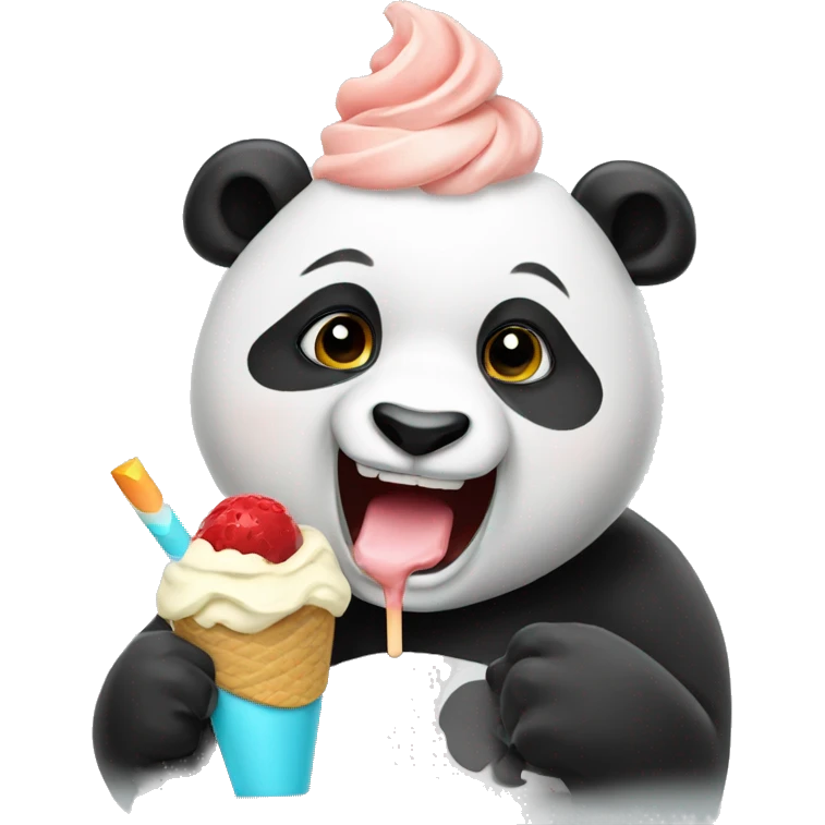 Panda eating ice cream emoji
