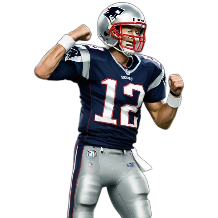 Tom brady with his football helmet on pumping his fist and yelling Let's Go emoji