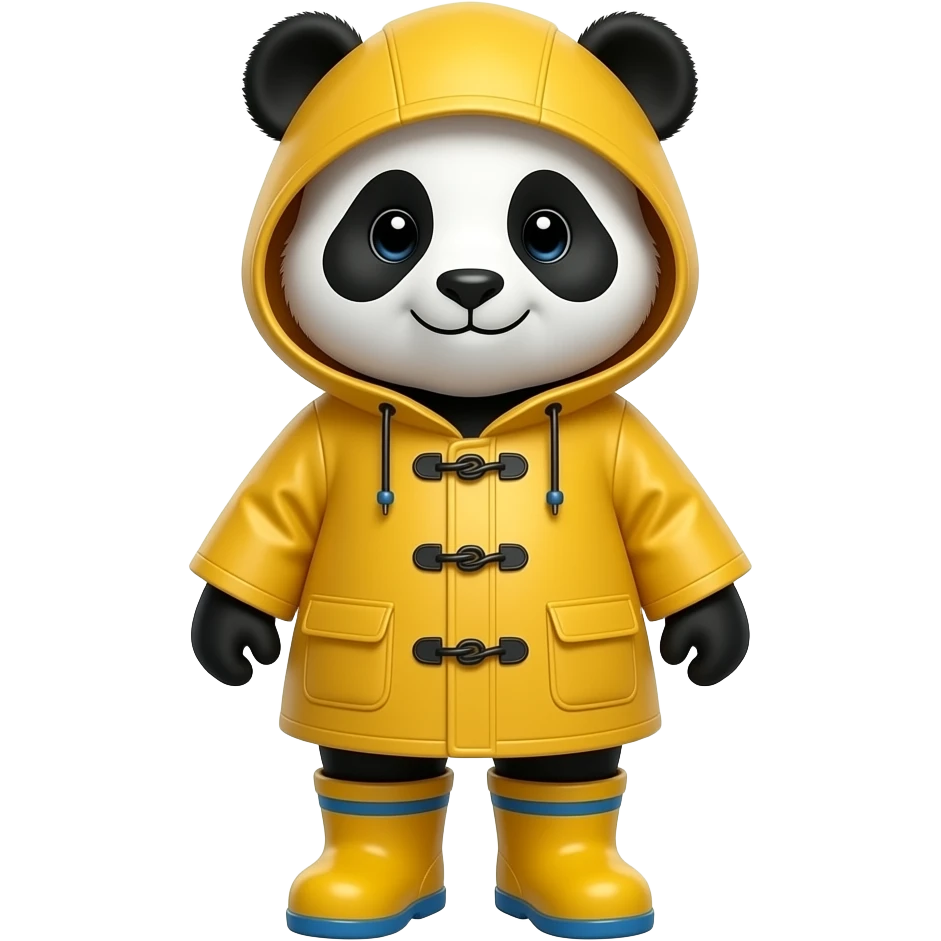 Panda with paddington full raincoat and rainboots emoji