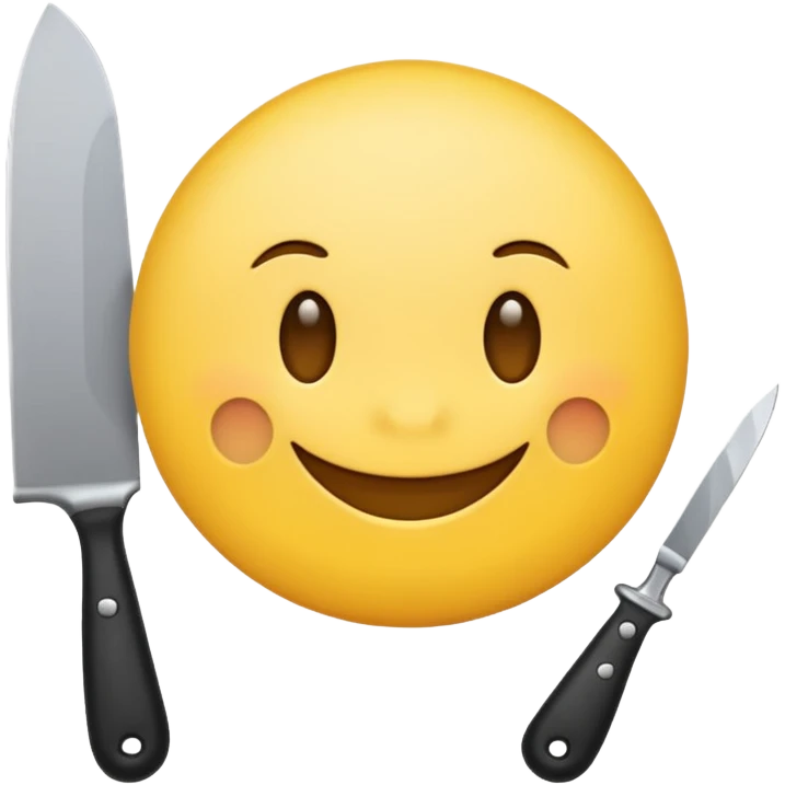 Smile emoji holding knife emoji