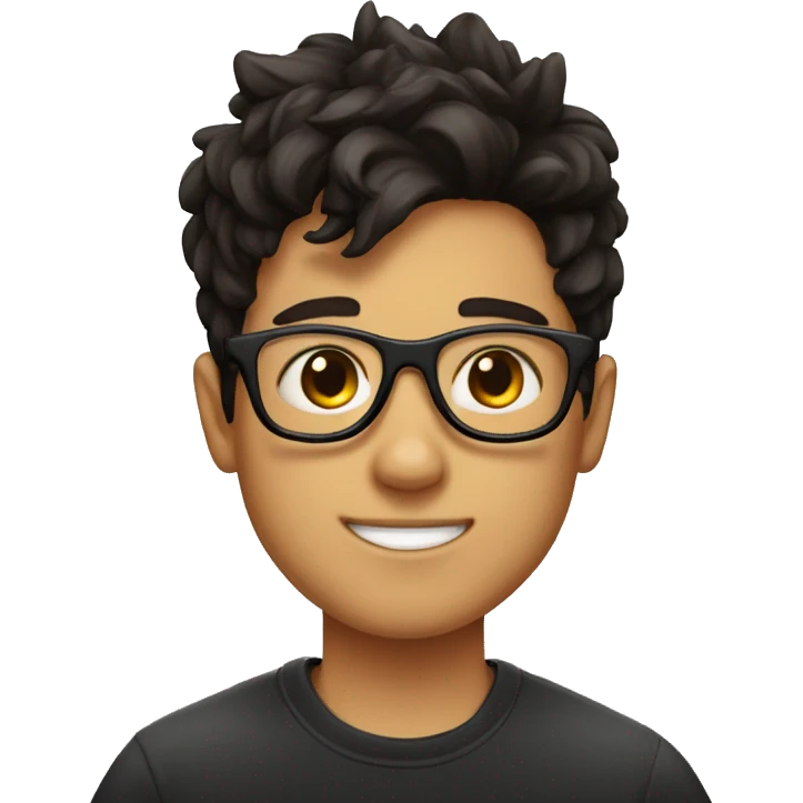boy fair in colour with black bold glasses with dark brown hair  and in right ear piercing with thunder shape stud emoji