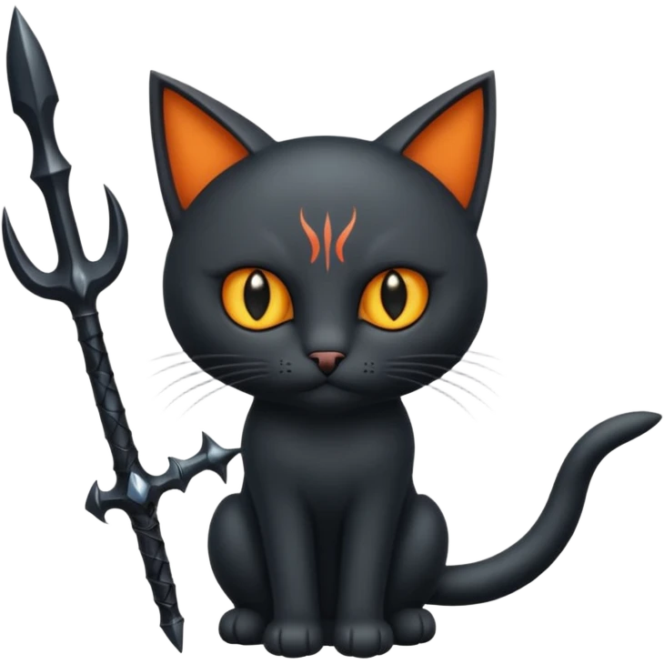 chat démoniaque qui tient un trident emoji