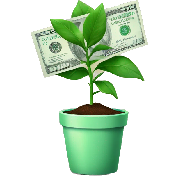potted plant growing dollar bills emoji