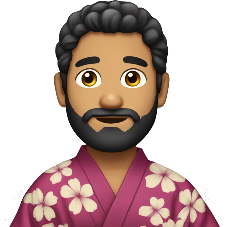 bearded Latino man with dark hair wearing a kimono emoji