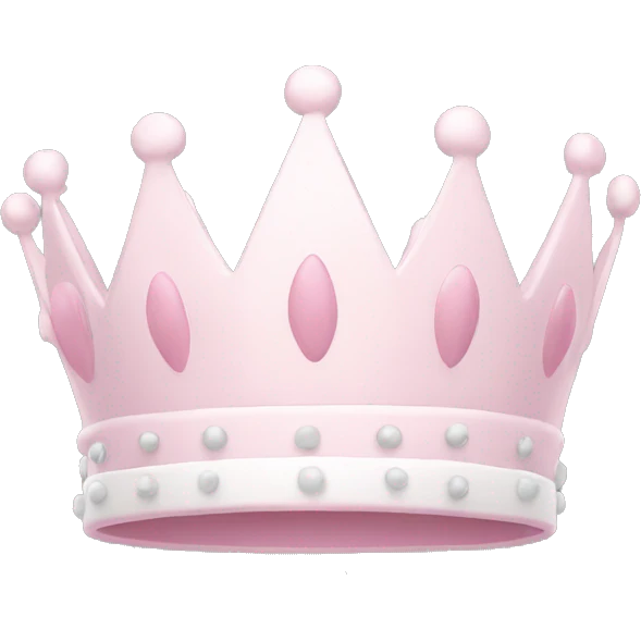 White and pastel pink crown emoji