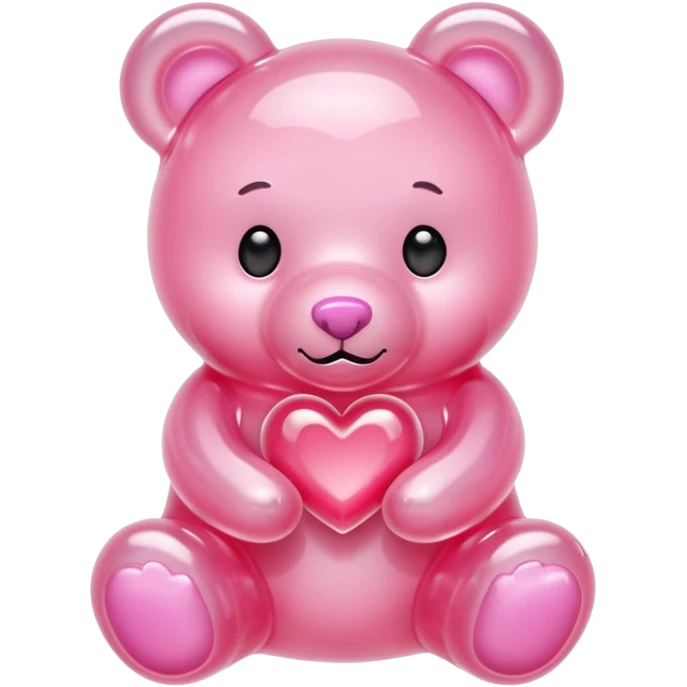 pastel pink jelly bear with a pink jelly heart emoji