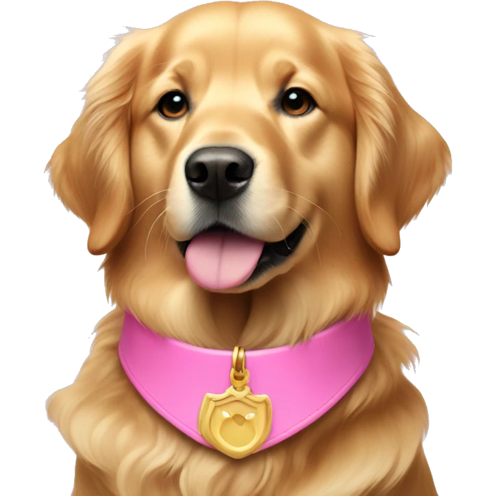 golden retriever wearing a pink collar emoji