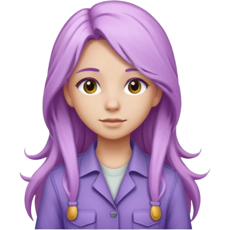 lilac girl with long hair worker emoji