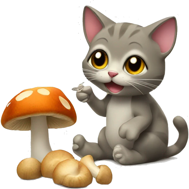 cat eating mushrooms emoji