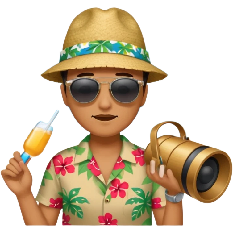 Someone listening to a speaker at the beach. emoji
