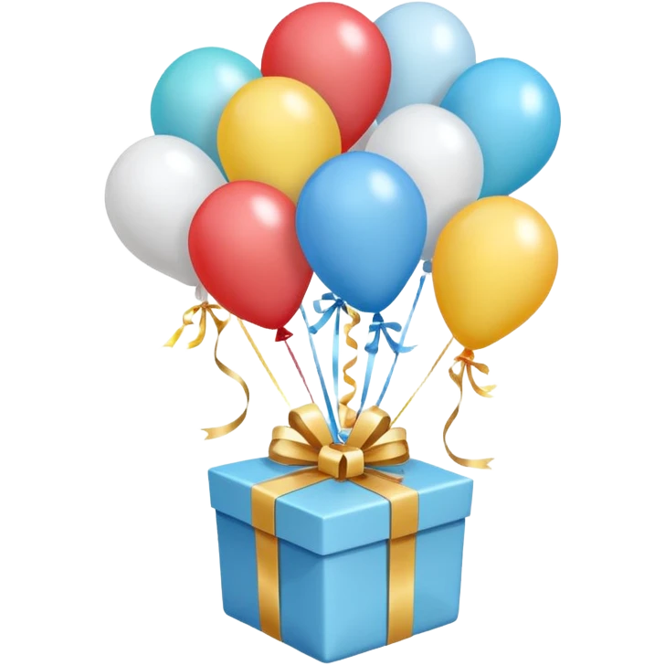 Please make light blue and white balloons too, make several and tie them to a gift, the gifts with the most balloons emoji