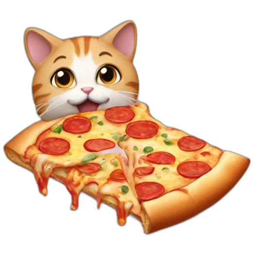 Cat eating pizza emoji