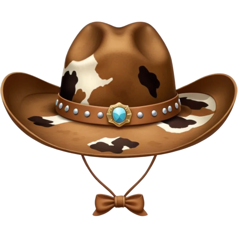 Brown cow print cowgirl hat emoji