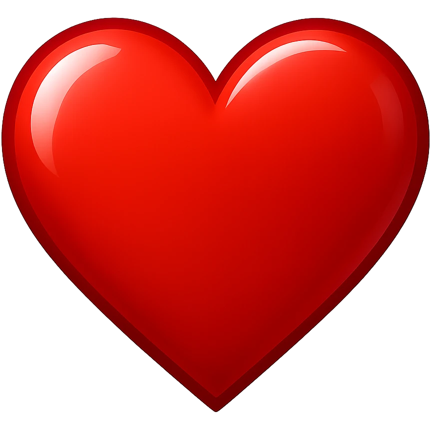 red heart emoji, shiny, bold, classic emoji