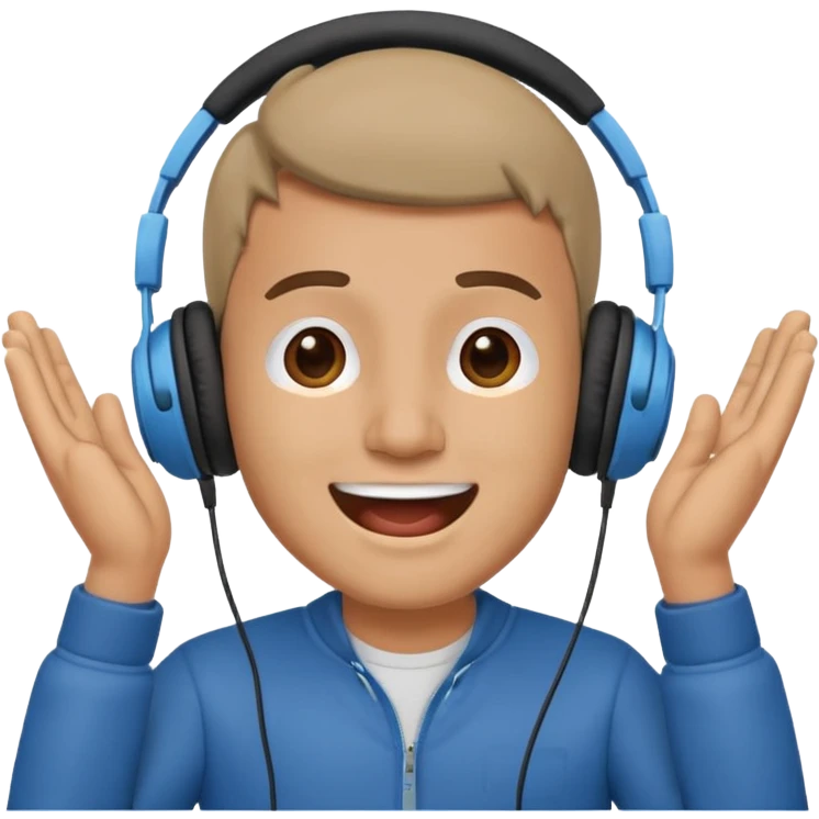 happy guy listening and chanting to music on a headphone emoji