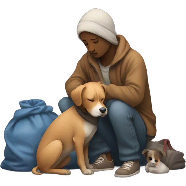 Homeless with jus dog  emoji