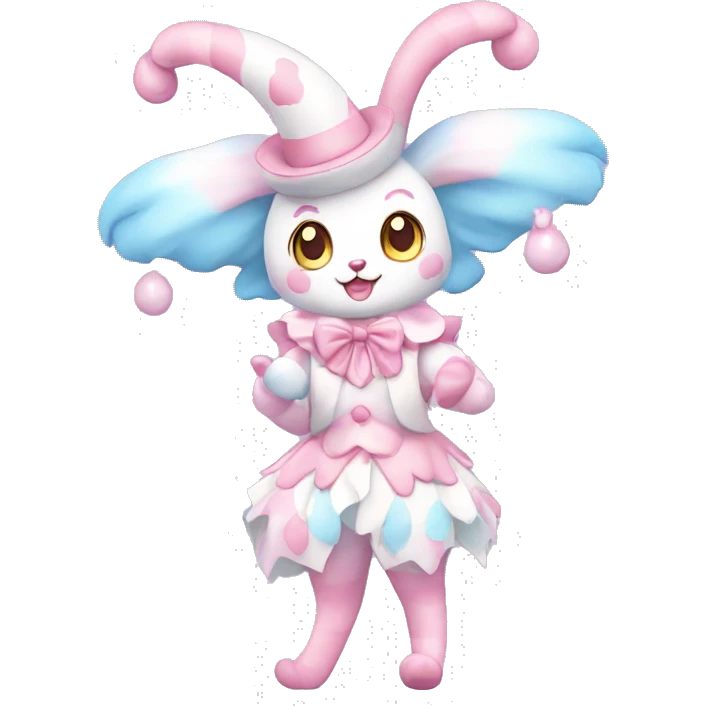 Kawaii Pastel Clown Sylveon Full Body emoji