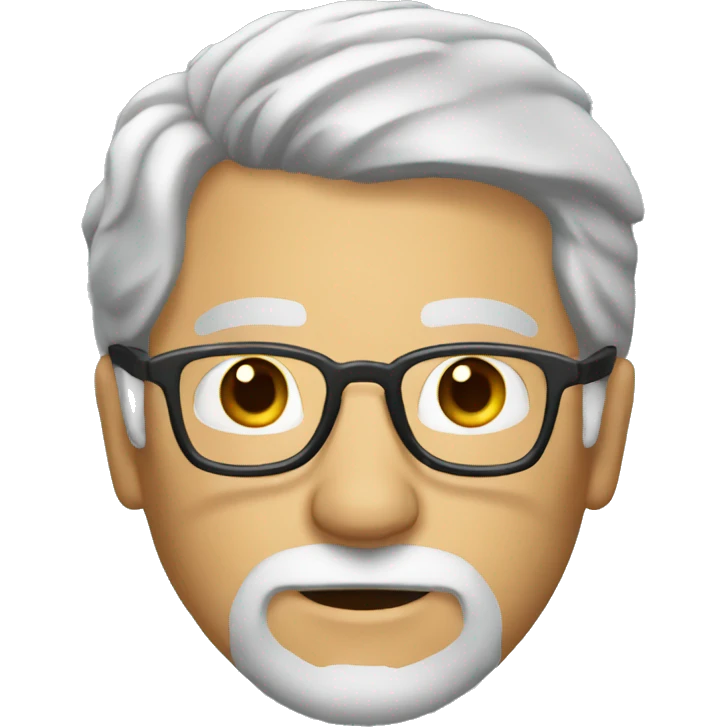 Mature man with gray hair and beard and glasses emoji