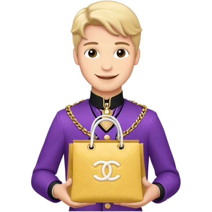 prince holding Chanel gift bags emoji