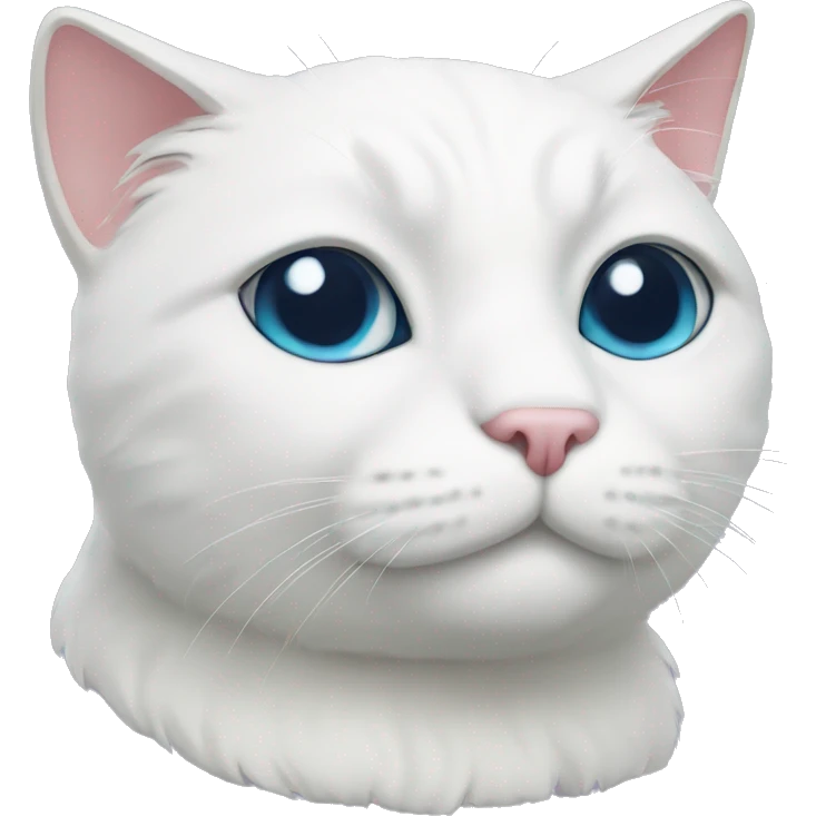 white cat with different colored eyes and a mustache emoji