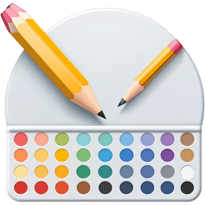 digital graphic template with a pencil, crop icon, and color palette tools around it emoji