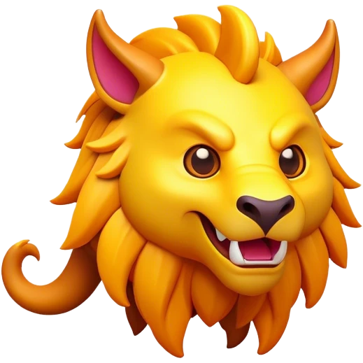 Clash of Clans aesthetic: Cinematic Playful Beast Emoji, rendered in a 3D vector-style similar to standard emojis with minimal shading and bold, simplified shapes. A compact, isometric mythical creature with wild, majestic features and fierce yet endearing eyes, softly glowing with a primal enchanted charm. Simplified yet unmistakably iconic, highly detailed and consistent, glowing with a soft radiant shine and high polish. Stylized with a touch of mythical wildness and a soft glowing outline, capturing the essence of a legendary beast with a friendly, playful allure! emoji