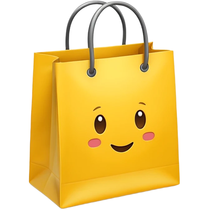 Turn this yellow shopping bag into a single flat emoji.
Keep the bag shape and yellow color.
Remove all text and details.
Simple, cute, Apple-style emoji.
Transparent background. emoji