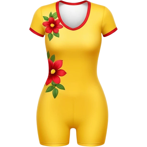 yellow tight clothing with red flowers, simple and clear emoji
