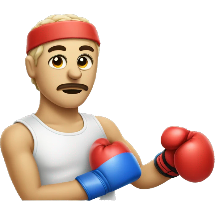 A pie man with boxing gloves and a black eye emoji