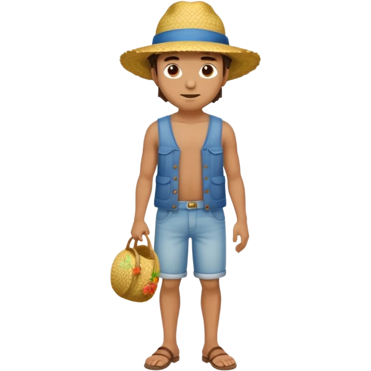 full body man with straw hat emoji