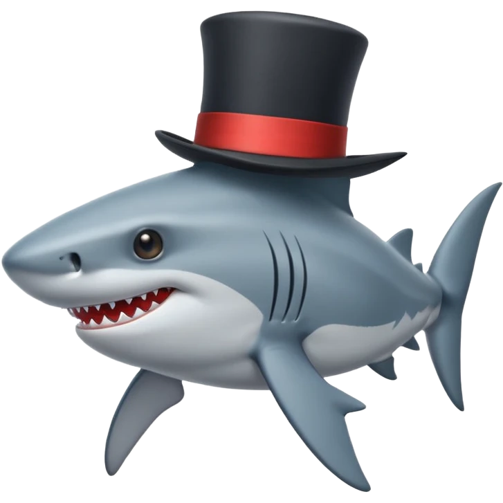 Shark with a top hat emoji