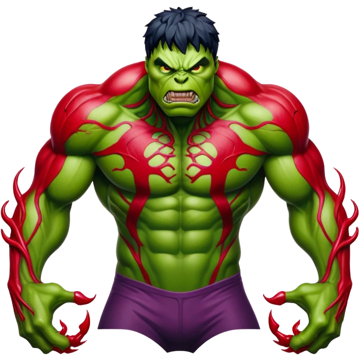 Hulk with Carnage symbiote, green monster covered in red alien substance with black details emoji