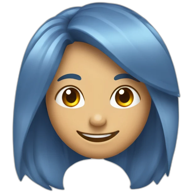 cara cuadra como de carton color celeste y sonriente con audifonoes emoji