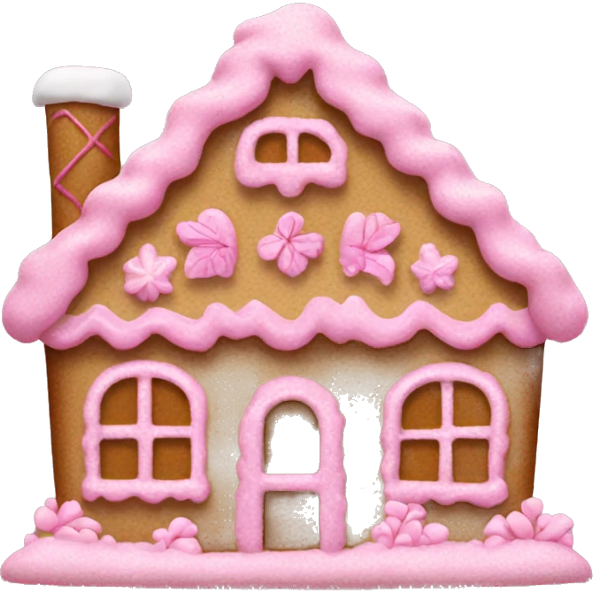 A pink gingerbread house emoji