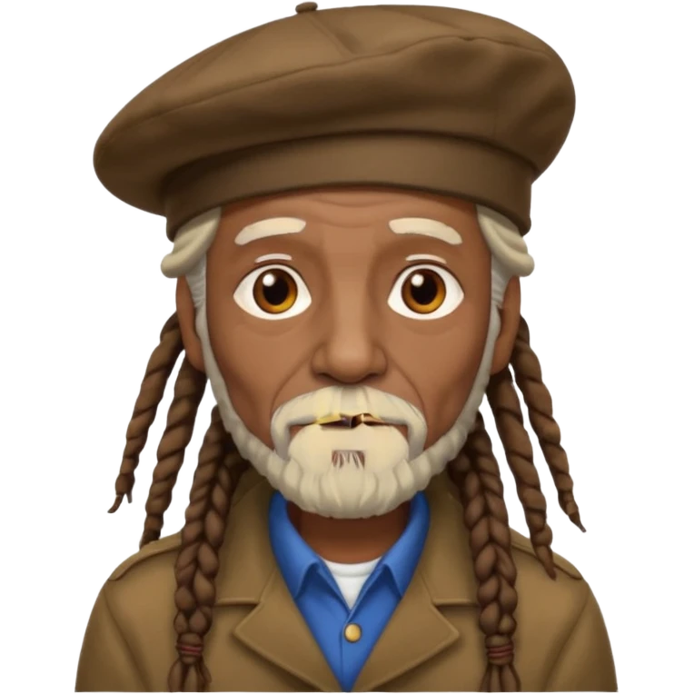 dreadlocks old man, beret hat emoji