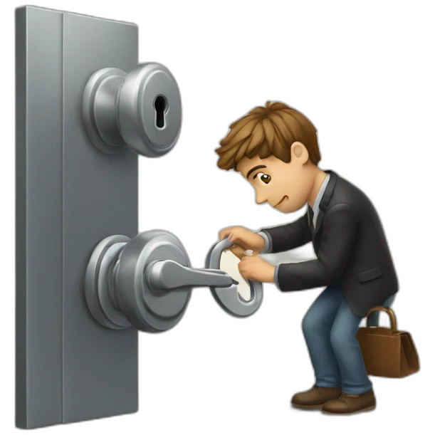 Classy young man struggling to get a key into a lock emoji