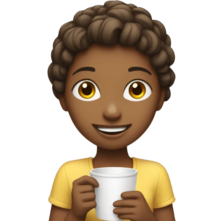 smiling girl with cup indoors emoji