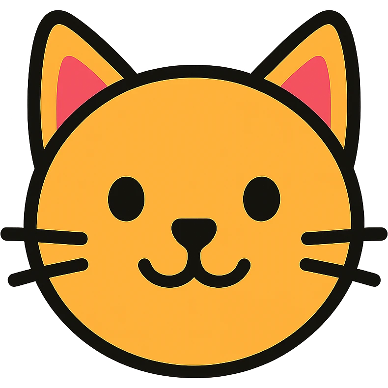 color outlined cat face icon, cute and friendly emoji