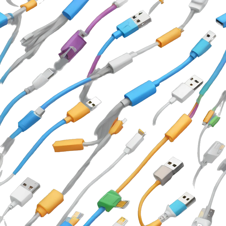 A lot of Unorganized usb cables emoji