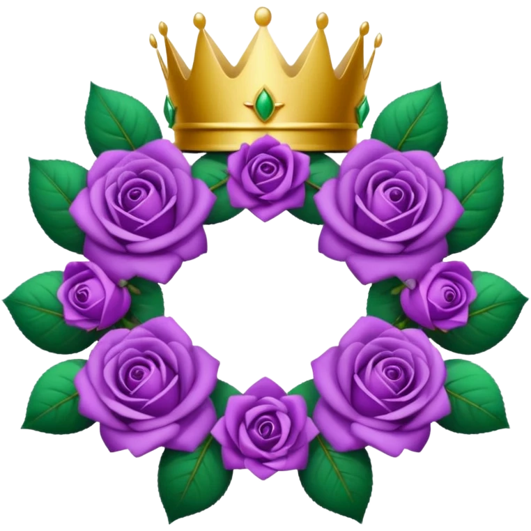 Purple rose with crown and a leaf wreath emoji