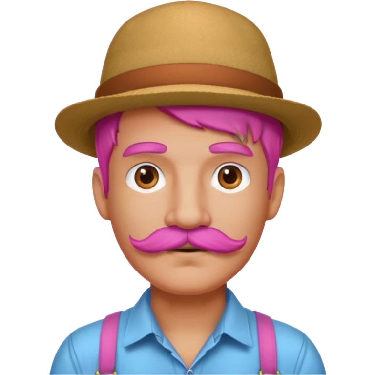 pink-haired mustache man with hat emoji