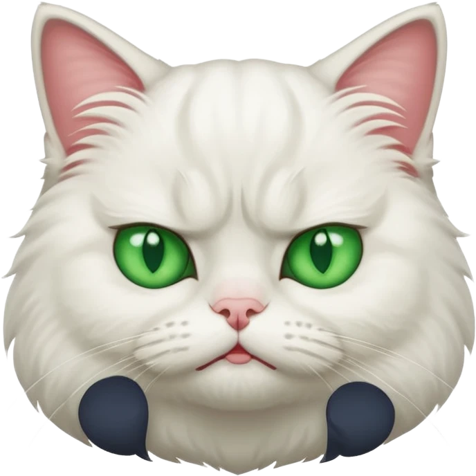 A grumpy white cat emoji