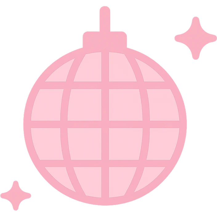 minimal monotone pink disco ball icon, soft and playful, simple clean shapes, slightly rounded, flat style emoji